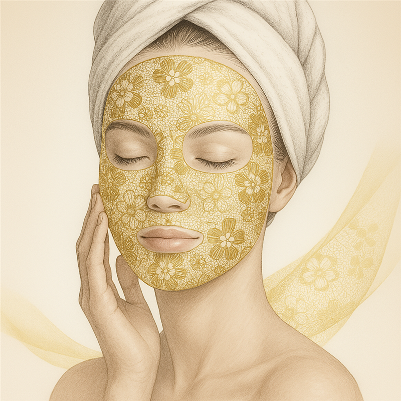 ✨【幹細胞金箔蕾絲活膚面膜】✨(5片裝),天菊農場